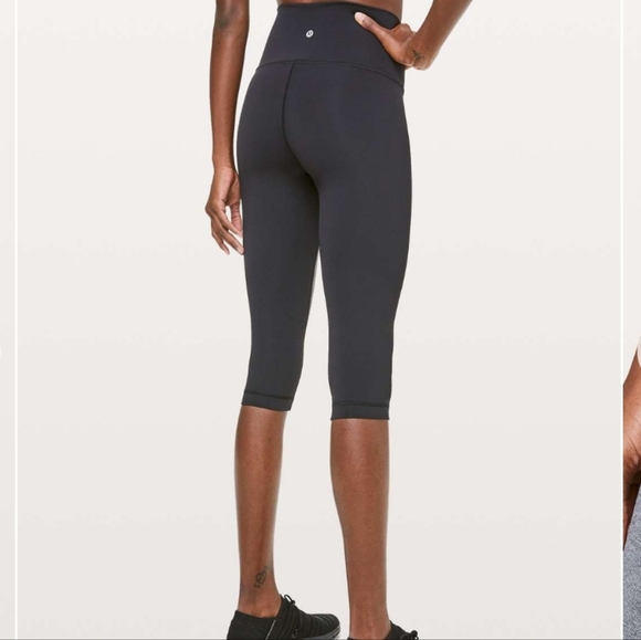 Lululemon Wunder Under Crop High-Rise Curve 17" Sz 6 Heathered Black/ Black - Picture 4 of 11